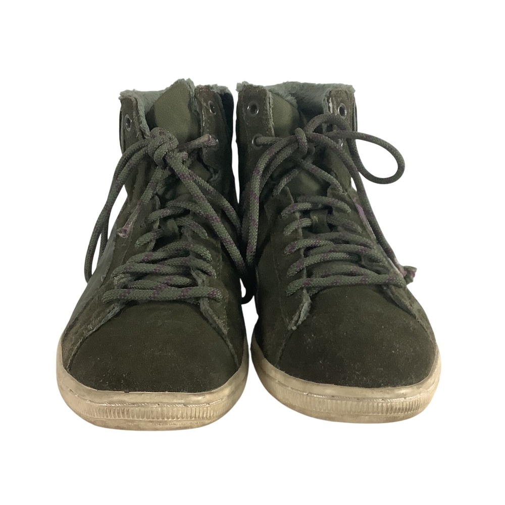 Puma Suede Mid Winter Olive Green Faux Fur Lined Sneakers 363729-01 Womens 8